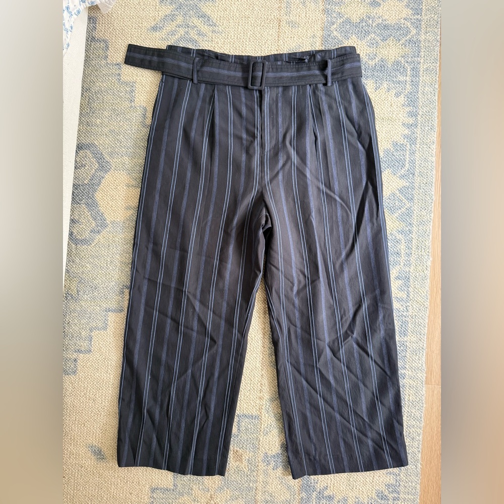 Vince Striped Cropped Belted Pant